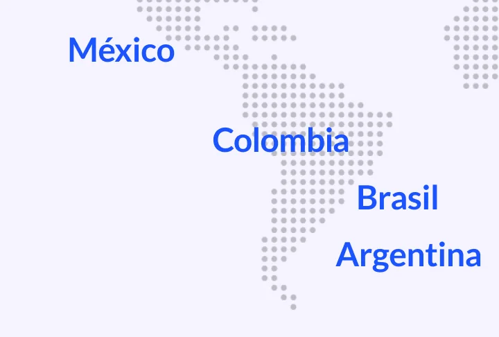 Hubs de TEAMCX: México, Colombia, Brasil, Argentina